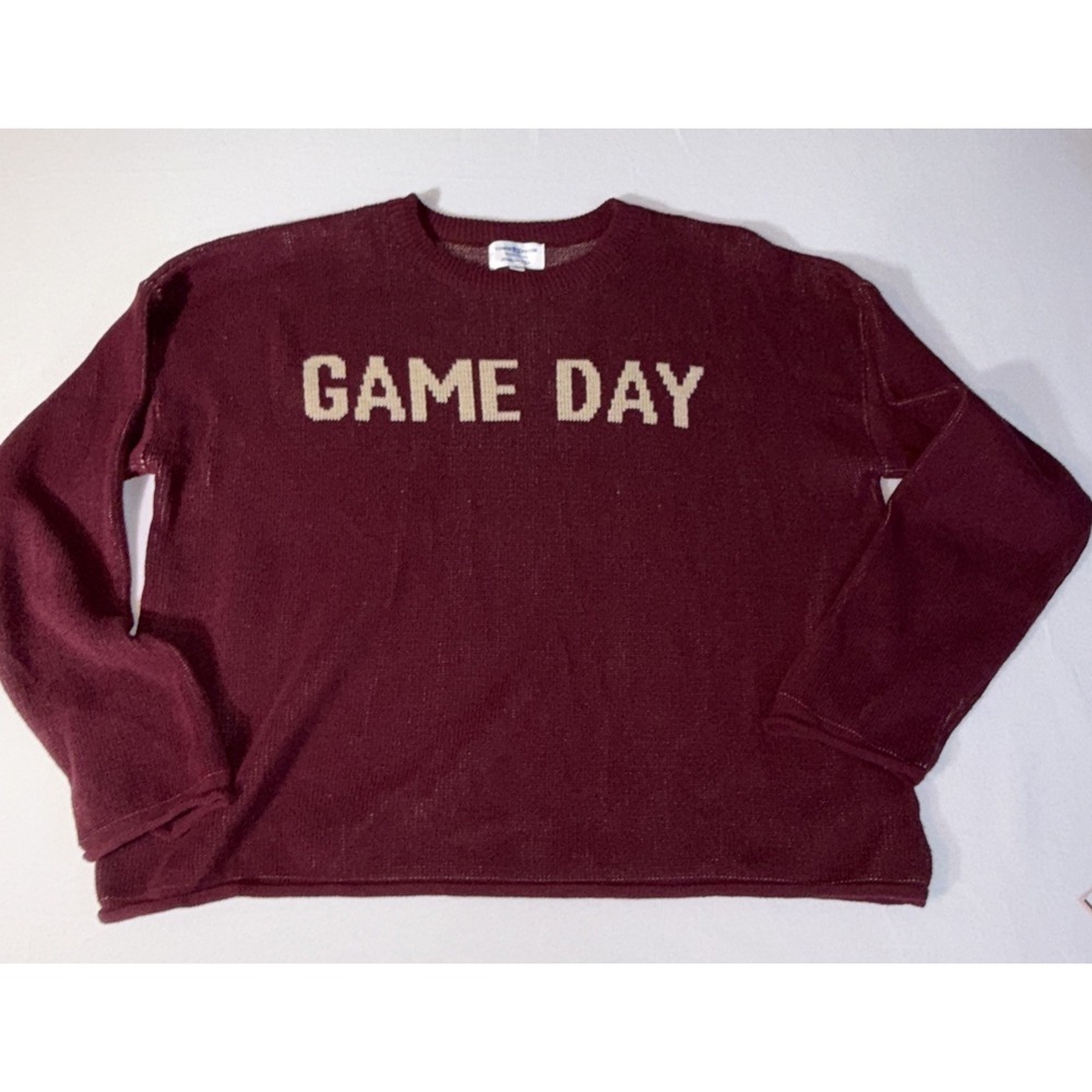 Town Pride Game Day Knit Sweater Womens Large L Maroon Gold